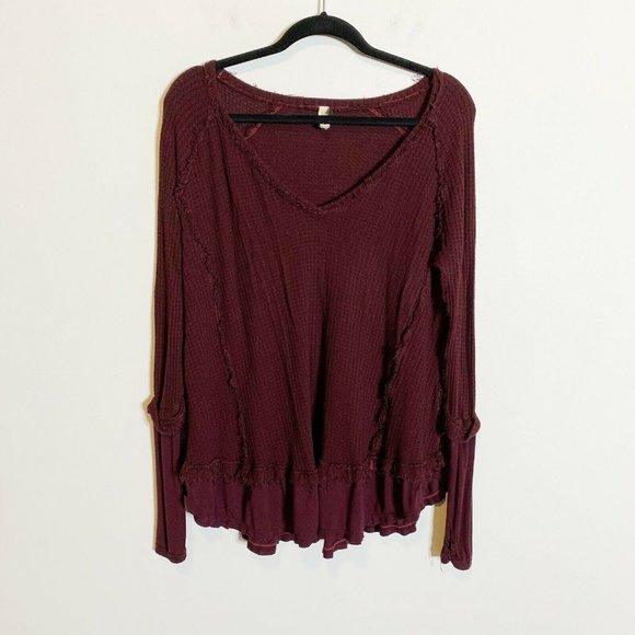 Free People Laguna Thermal Waffle Knit Slouchy Top - Picture 2 of 8